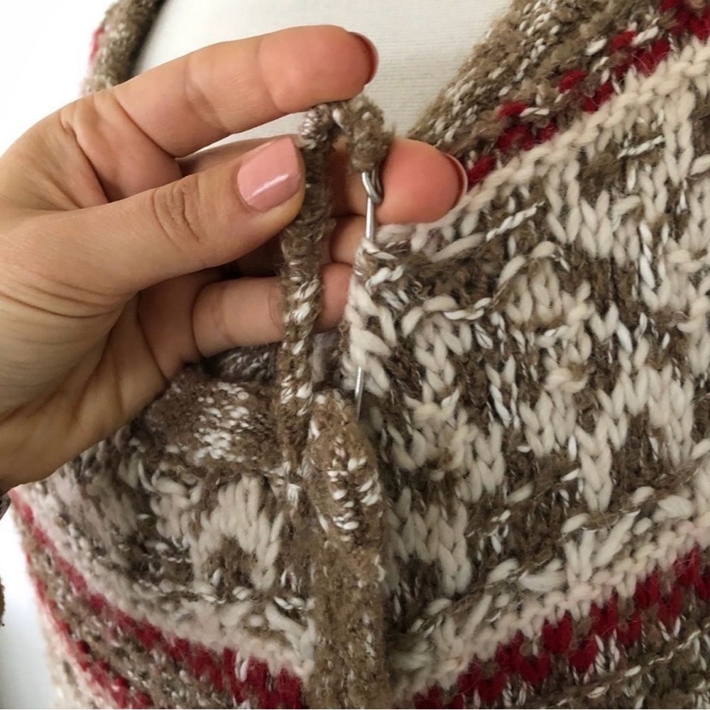 J Jill Beige Brown Knitted Cardigan Sweater Chunky Oversized Fall Women Size S - Picture 8 of 12